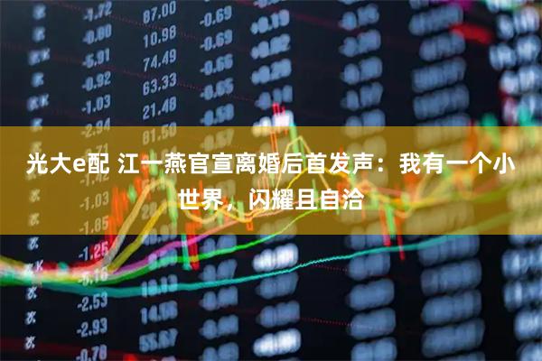 光大e配 江一燕官宣离婚后首发声：我有一个小世界，闪耀且自洽